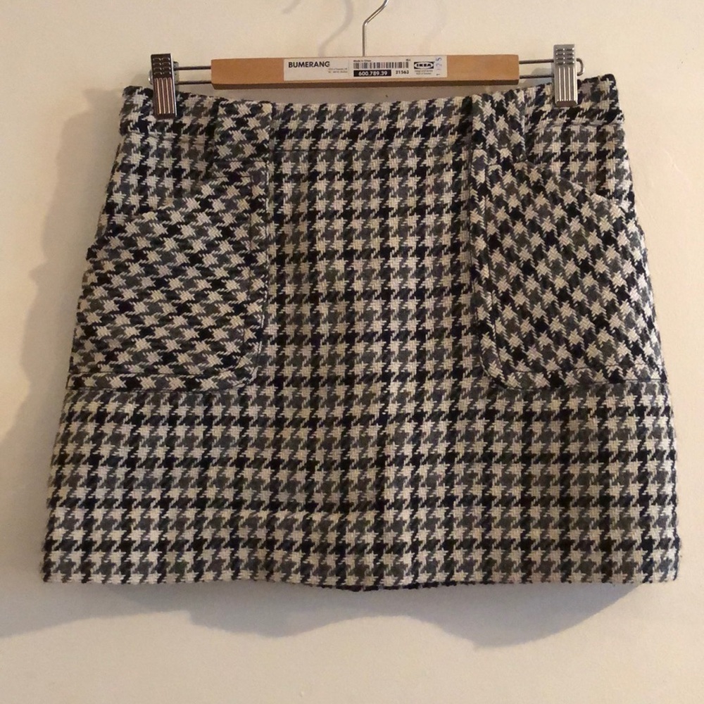 J crew houndstooth wool blend mini w/ pockets